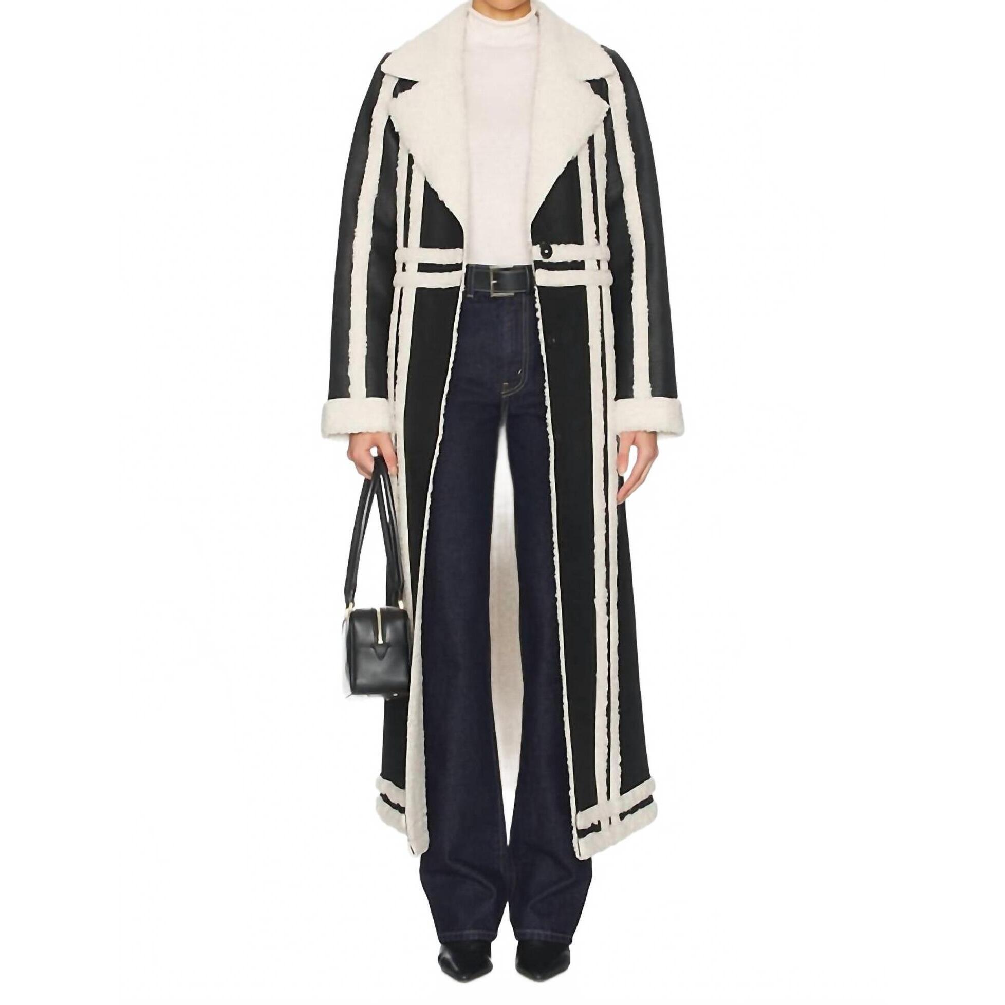 New Show Me Your Mumu Swiss Alps Coat In Black Faux Leather With Sherpa
